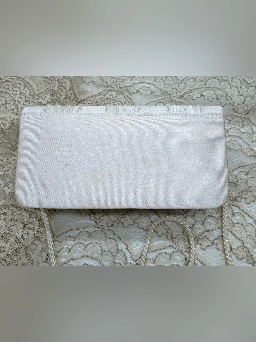 Vintage Gunne Sax Ivory Satin Beaded Mini Clutch Bridal Romantic Evening Bag